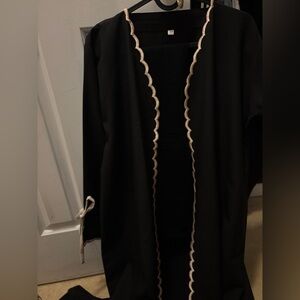 Black Abaya with Cream Trim